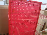 Red Peg Board Metal Floor Display Stands With Doulbe Sides Easy Moving