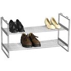 2 - Tier House White Wire Shoe Rack / Wire Fram Chrome Stackable Shoe Rack