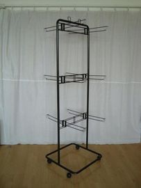 2 Ways Wire Metal Floor Display Stands With Casters Knock Down Structure