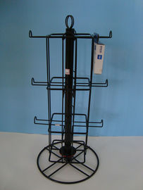 Rotating Spinner Metal Table Top Display Stands With 12 Hooks 3 Tiers Square Shape