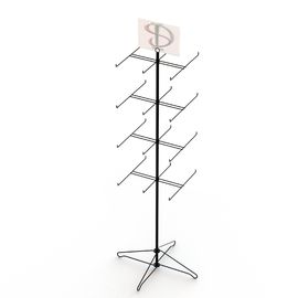 24 Pegs Spinner Rotatable Metal Floor Display Stands In Supermarket