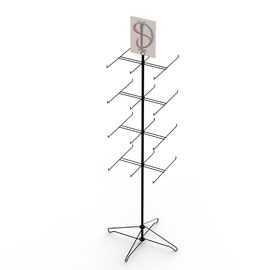 24 Pegs Spinner Rotatable Metal Floor Display Stands In Supermarket