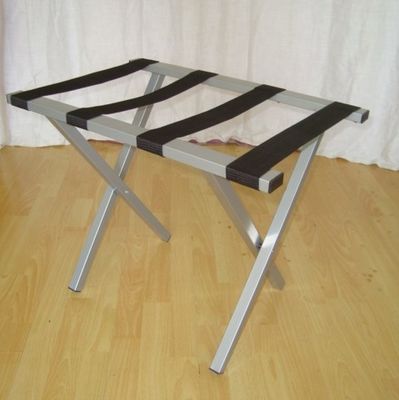 Folding Metal Luggage Rack Sliver Hotel Luggage Stand With Straight Legs