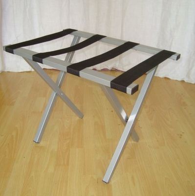 Folding Metal Luggage Rack Sliver Hotel Luggage Stand With Straight Legs