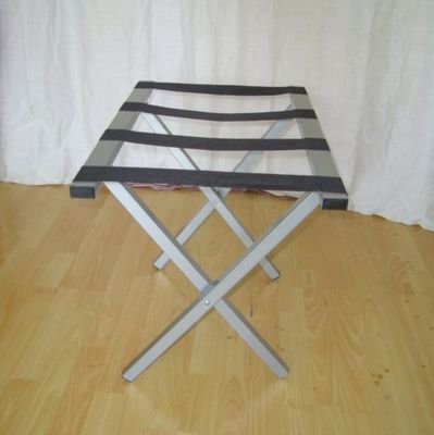 Folding Metal Luggage Rack Sliver Hotel Luggage Stand With Straight Legs