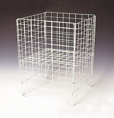 Knock Down 4 Sides Square Wire Basket Display Stand