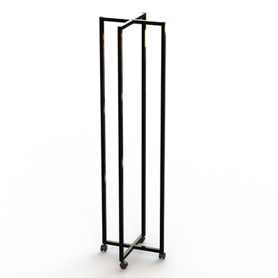 Square Cushion Folded Metal Floor Display Stands , Iron Display Rack With 4 Caster