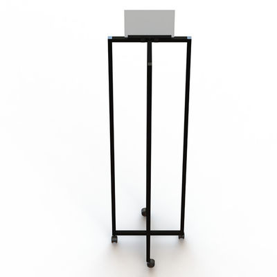 Square Cushion Folded Metal Floor Display Stands , Iron Display Rack With 4 Caster