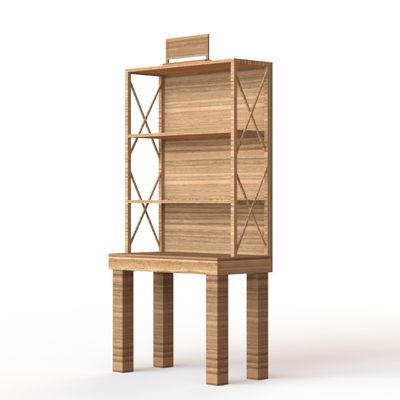 Oak KD Construction Wooden Retail Display Stands With Shelves