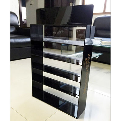 5 Layers Black Acrylic Shelves Branded Display Stands On Table Top