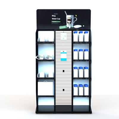 Water Bottles Mugs Grocery Display Racks Knockdown With Shelves And Hooks