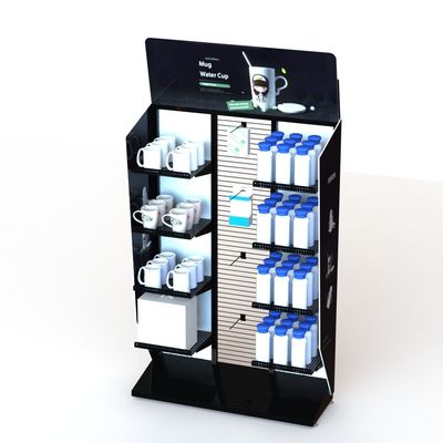 Water Bottles Mugs Grocery Display Racks Knockdown With Shelves And Hooks