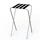 Chrome Foldable Hotel Display Stand With 4 Black Nylon Webbing