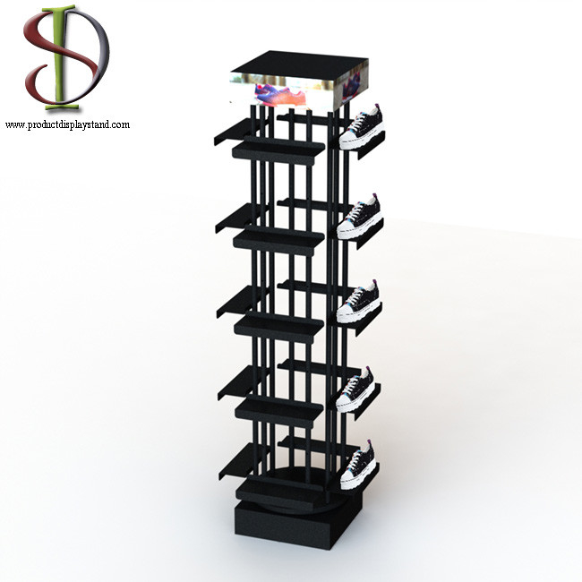 20 Shoes 360 Rotating Shoe Rack With 4 Sides And Metal Shelves