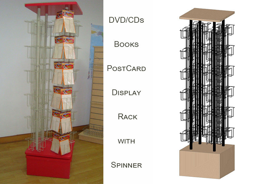 96 Pockets Floor Spinner Display Rack , Top Graphict Greeting Card Spinner Stands
