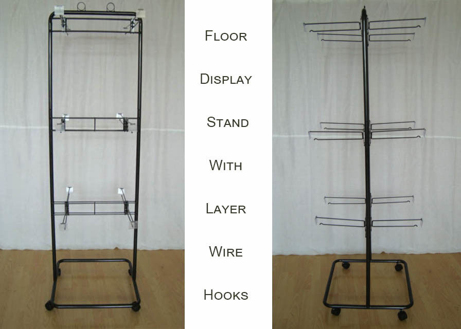 2 Ways Wire Metal Floor Display Stands With Casters Knock Down Structure