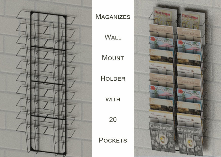 Wall Mount Magazine Office Display Racks With 20 Literature Pockets Size A4