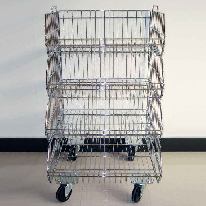 Stackable Chrome Wire Basket Display Rack With KD Structure