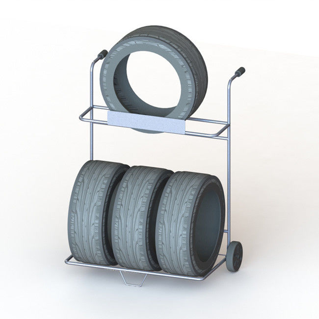 Workshop Tyres Knocked Down Auto Parts Display Racks In Repair Factory
