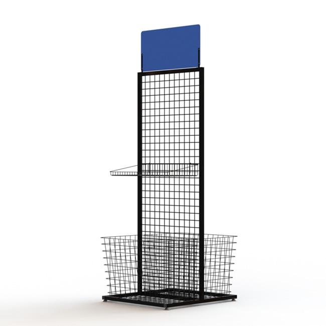 Double Sides Hooks Metal Wire Display Racks With Shelves KD Construction
