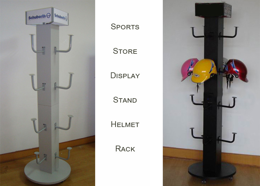 Four Sides Motorcycle Helmet Display Rack , 16 Crash Helmet Display Stand