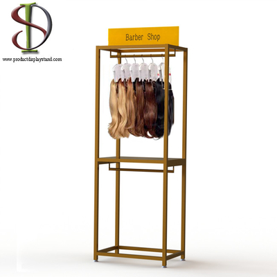 Wig Mannequin Head Welded OEM Metal Floor Display Stands With Two Cross Bars